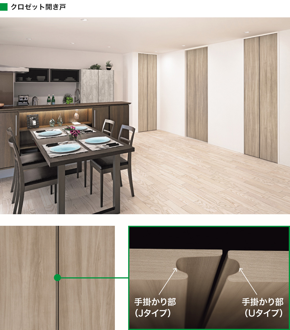 レスフラットデザイン クロゼット開き戸